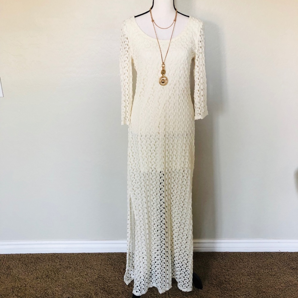 As U Wish ivory long sleeve crochet maxi dress L